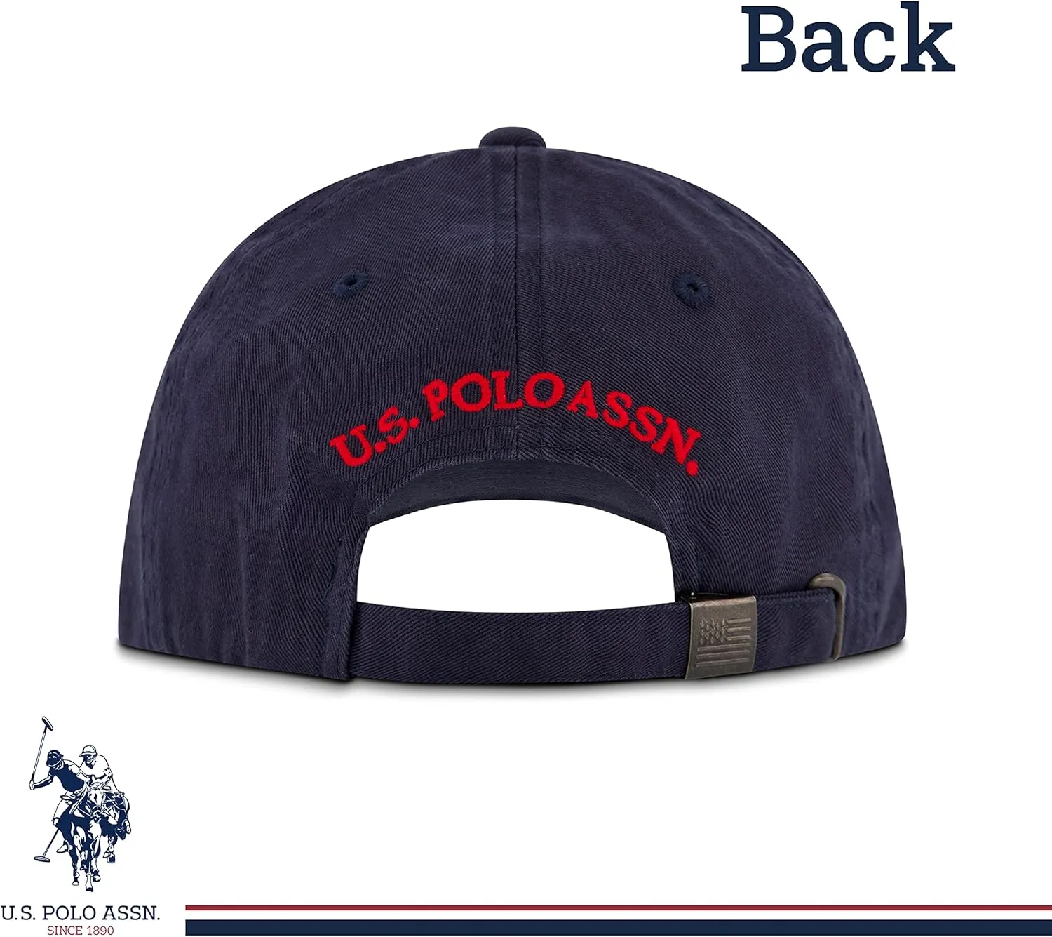 U.S. Polo Assn. Small Polo Pony Logo Baseball Hat, 100% Cotton, Adjustable Cap