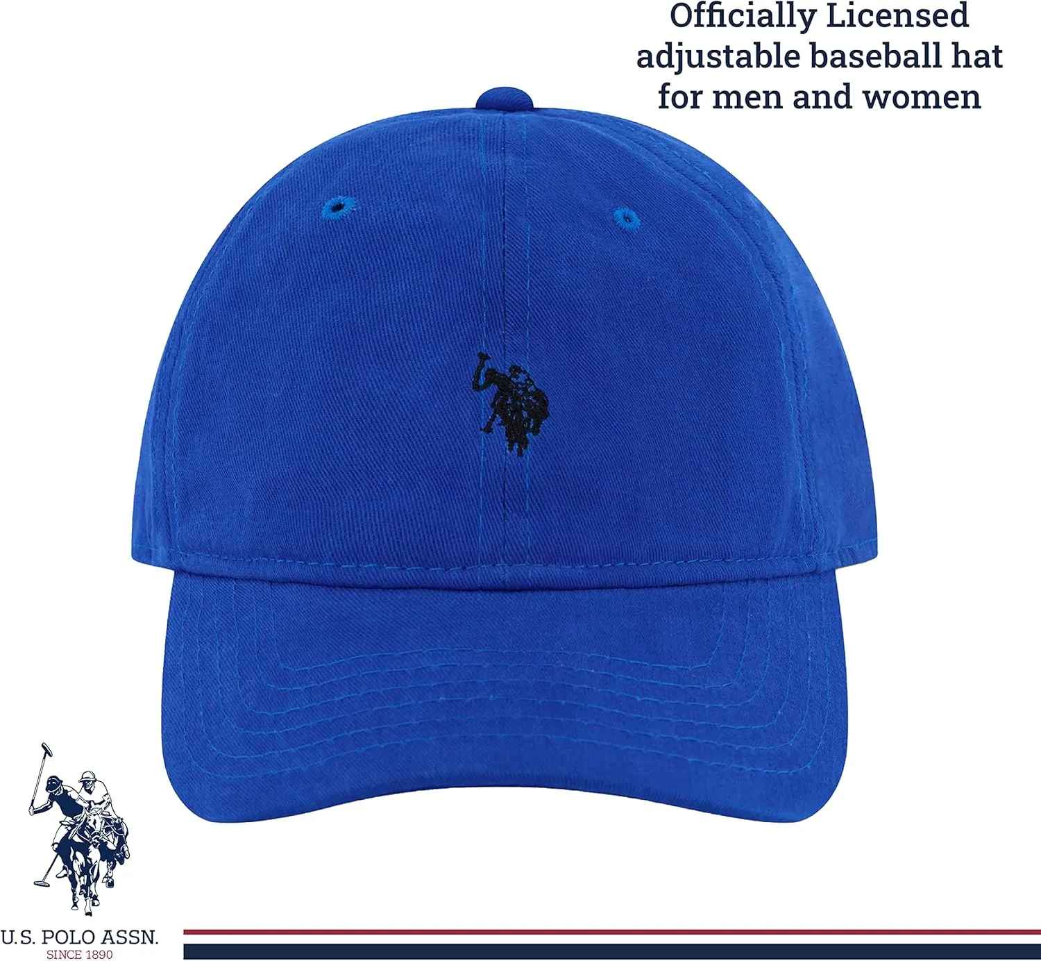 U.S. Polo Assn. Small Polo Pony Logo Baseball Hat, 100% Cotton, Adjustable Cap