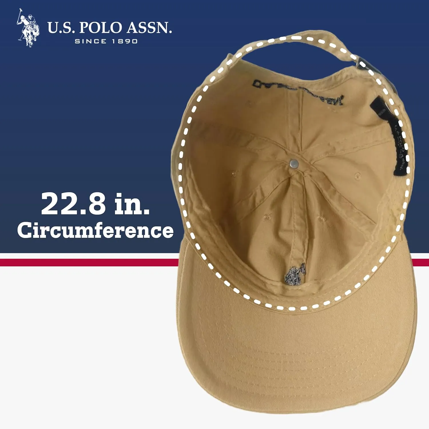U.S. Polo Assn. Small Polo Pony Logo Baseball Hat, 100% Cotton, Adjustable Cap