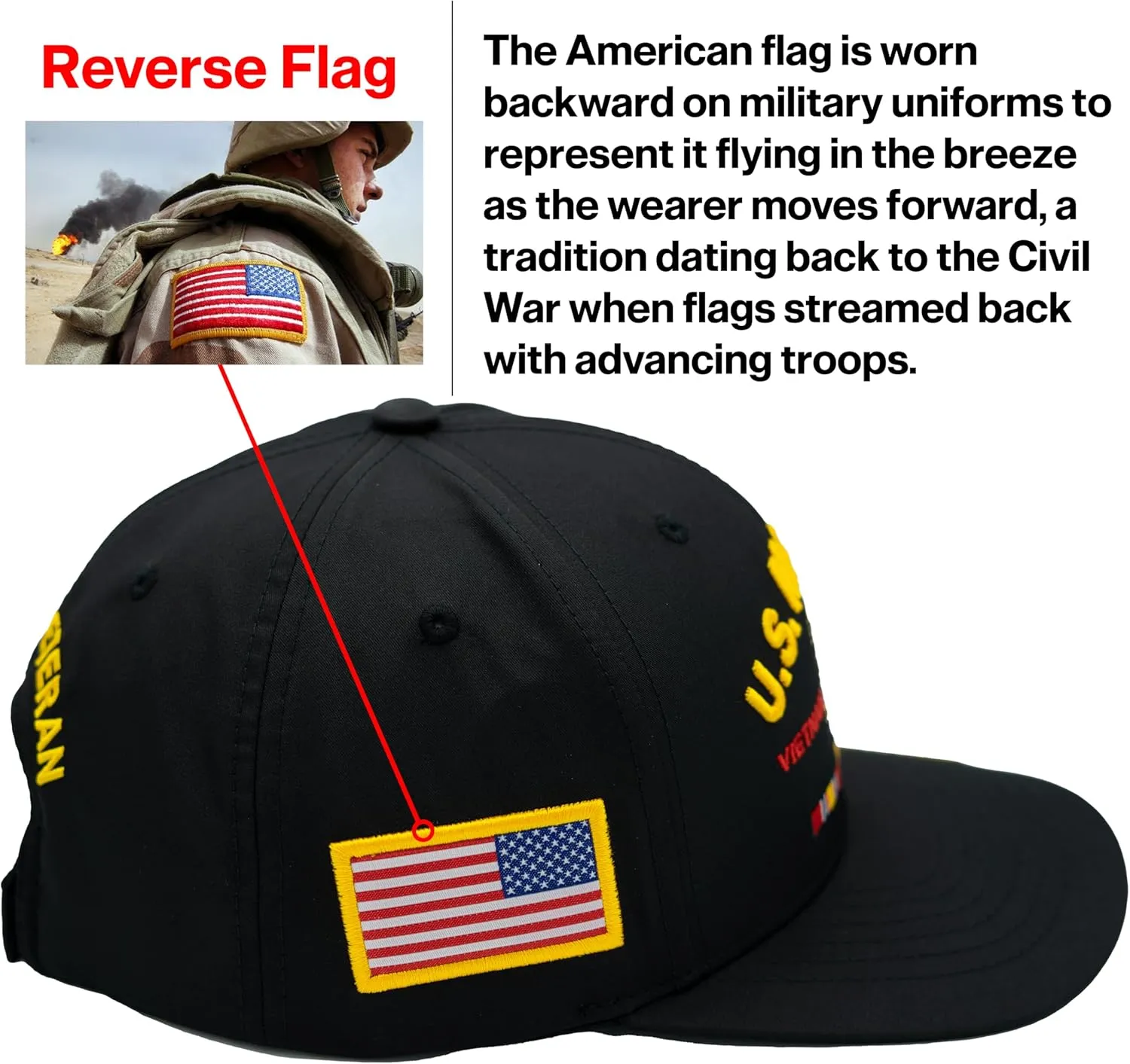 USMC Vietnam Veteran Hat for Men, Officially Licensed US Marine Corps Semper Fi Embroidered Veteran Baseball Cap
