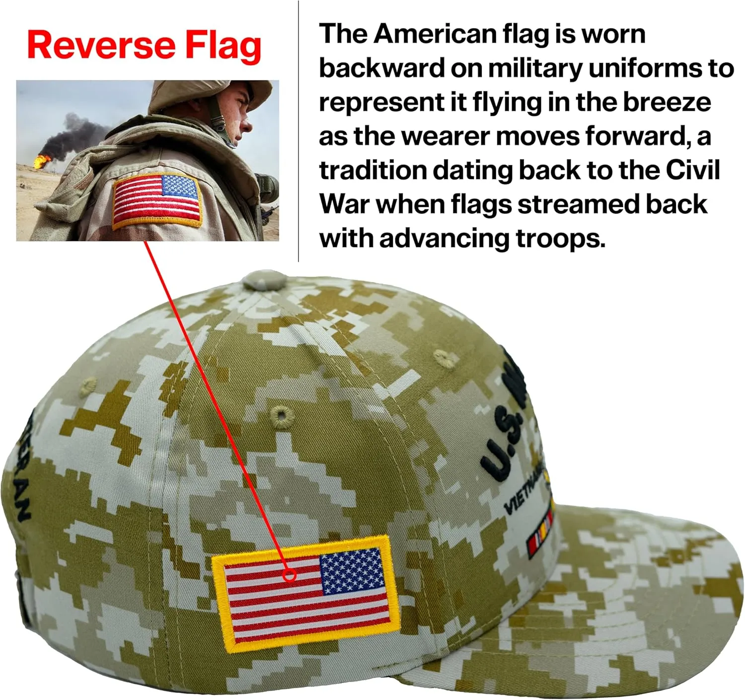 USMC Vietnam Veteran Hat for Men, Officially Licensed US Marine Corps Semper Fi Embroidered Veteran Baseball Cap
