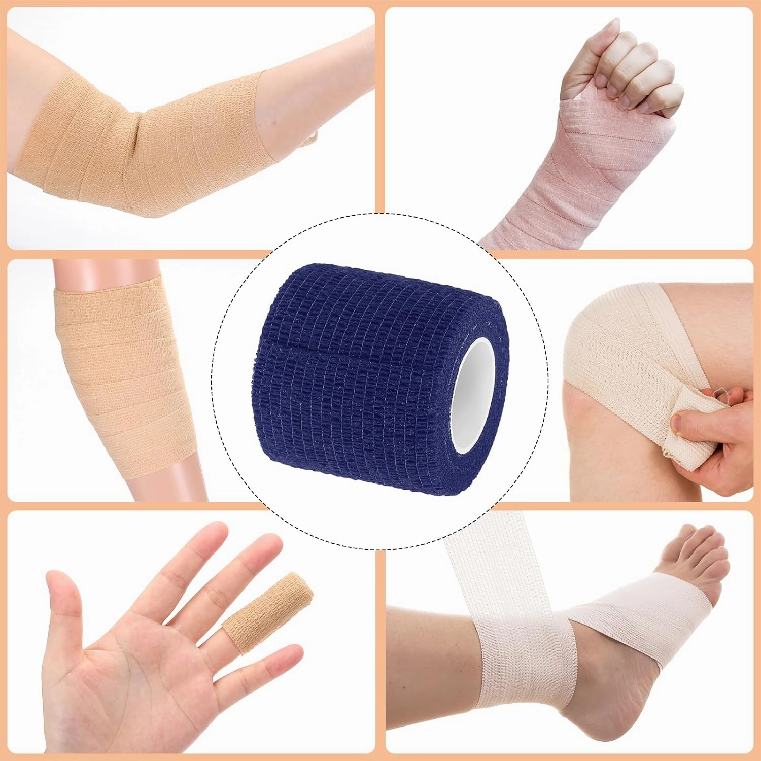 uxcell Adhesive Elastic Tape Elastic Bandage, Sports Elastic Wrap Flexible Stretch Athletic Wrist Tape for Tennis Racquet Grip Sports Knee Ankle