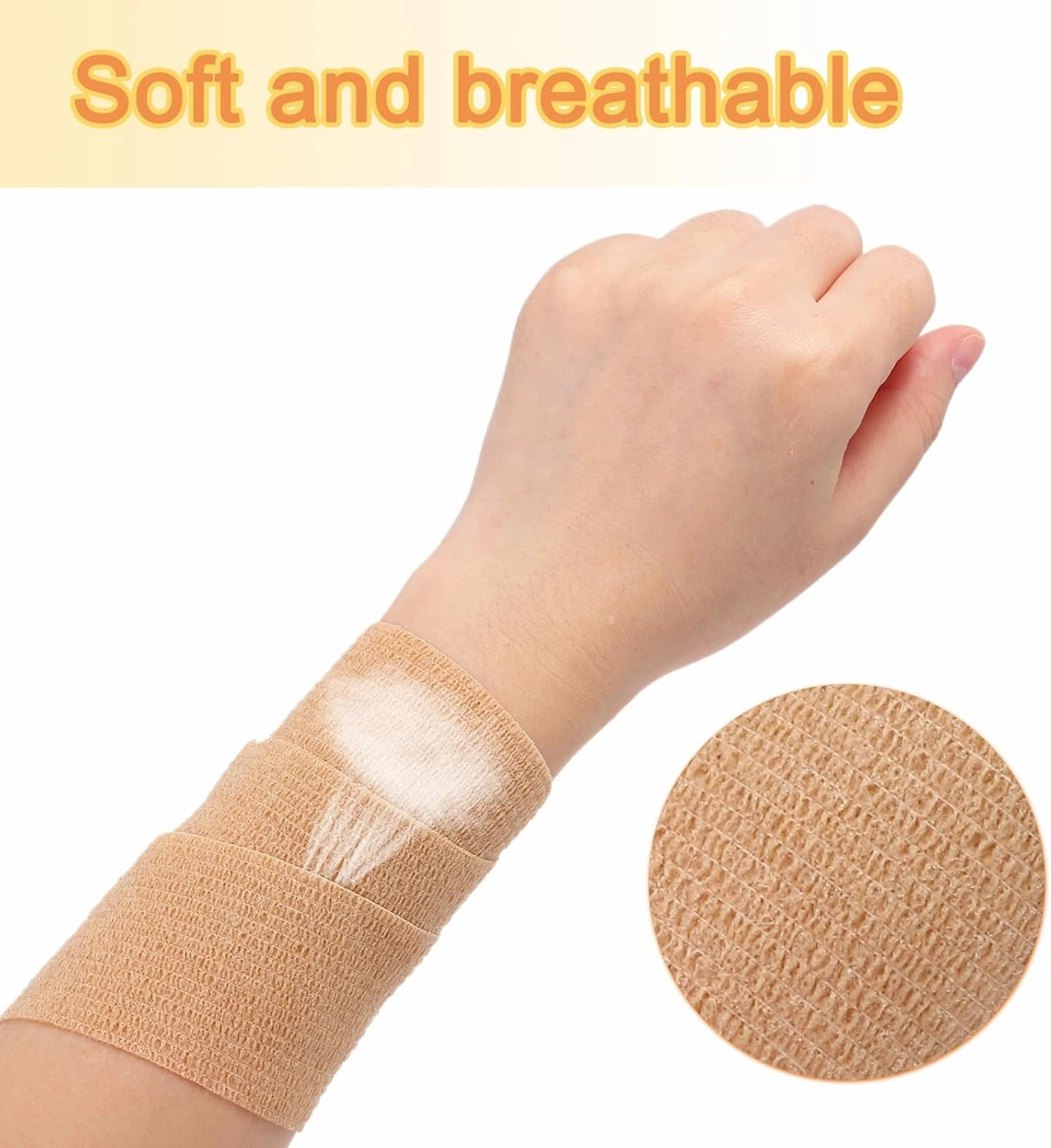 uxcell Adhesive Elastic Tape Elastic Bandage, Sports Elastic Wrap Flexible Stretch Athletic Wrist Tape for Tennis Racquet Grip Sports Knee Ankle