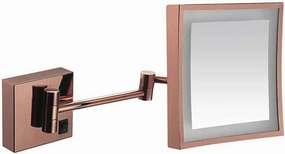 Vanity Makeup Mirror with Lights, Bathroom Mirror Wall Mount Square 8inch 3X Magnification Cosmetic Mirror 180 Rotating Extendable Shaving in Bedroom,Rose Gold_Powered by