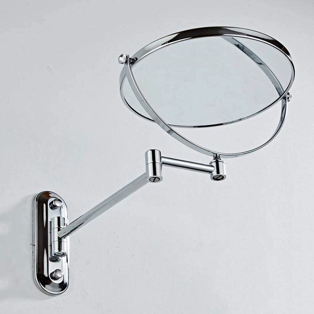 Vanity Mirror Makeup Mirror Wall Mount, Bathroom Mirror 6inch 360 Rotating Double Sided Round Cosmetic Mirror Shaving in Bedroom,Sliver_5X