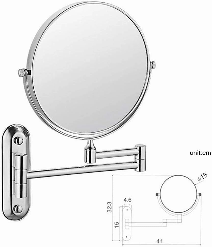 Vanity Mirror Makeup Mirror Wall Mount, Bathroom Mirror 6inch 360 Rotating Double Sided Round Cosmetic Mirror Shaving in Bedroom,Sliver_5X