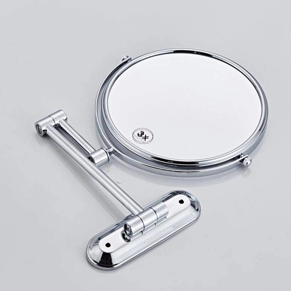 Vanity Mirror Makeup Mirror Wall Mount, Bathroom Mirror 6inch 360 Rotating Double Sided Round Cosmetic Mirror Shaving in Bedroom,Sliver_5X