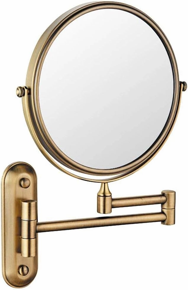 Vanity Mirror Makeup Mirror Wall Mount, Bathroom Mirror 6inch 360 Rotating Double Sided Round Cosmetic Mirror Shaving in Bedroom,Sliver_5X