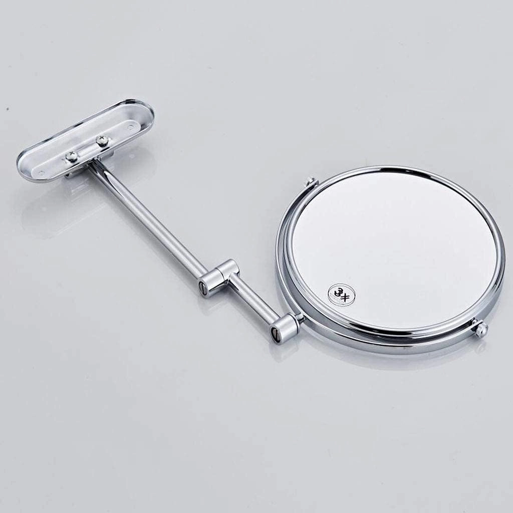 Vanity Mirror Makeup Mirror Wall Mount, Bathroom Mirror 6inch 360 Rotating Double Sided Round Cosmetic Mirror Shaving in Bedroom,Sliver_5X
