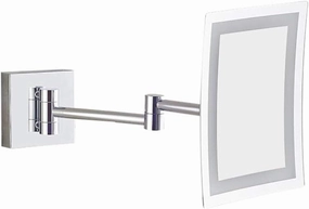 Vanity Mirror with Lights Wall Mount, Makeup Mirror 3X Magnification Cosmetic Mirror Square Bathroom Mirror Shaving in Bedroom,Silver_Hardwired Connection (Color : Silver, Size : Hardwired connectio