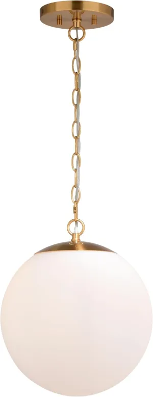VAXCEL Linden 1L Gold Brass Mid-Century Modern Pendant Light White Globe Glass