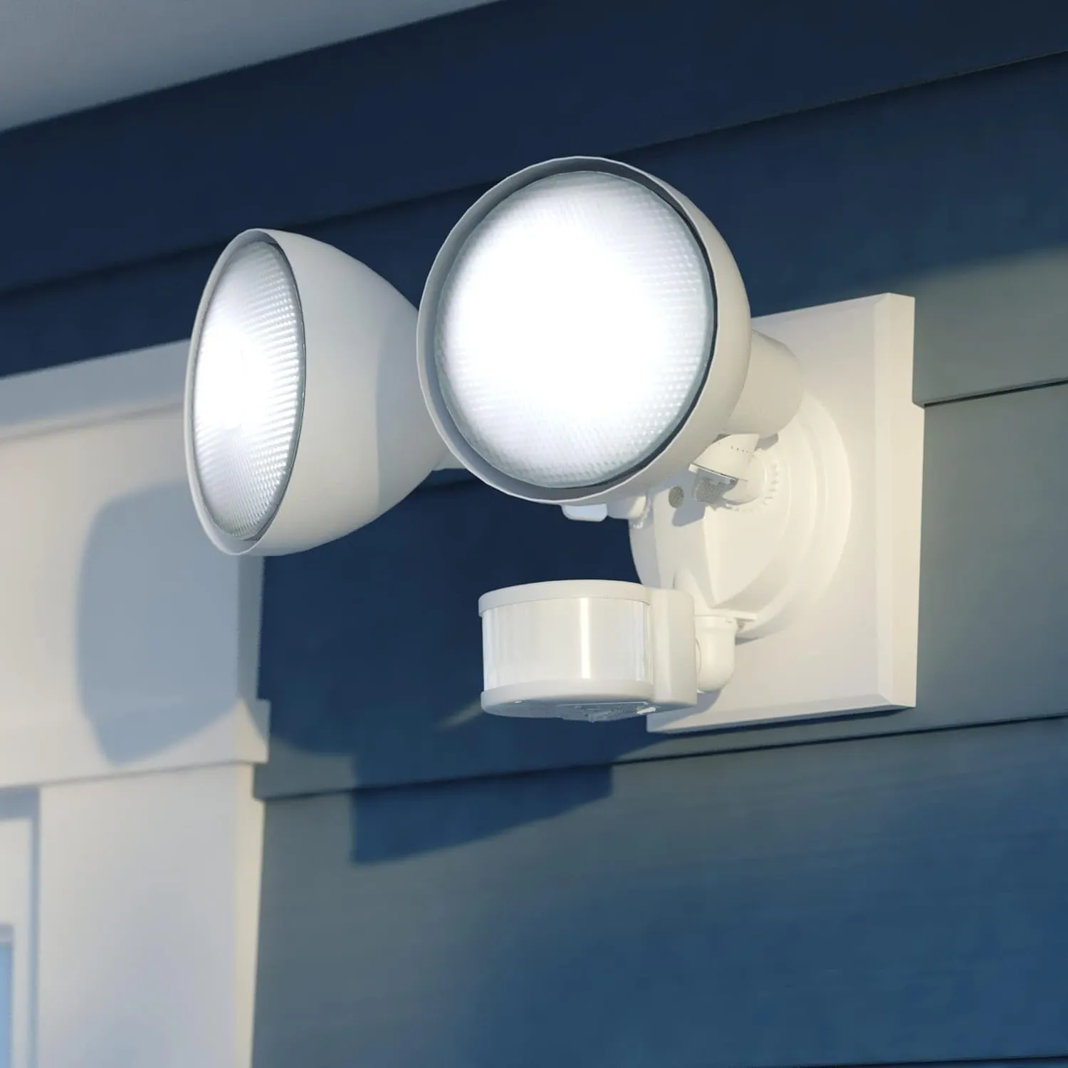 VAXCEL White Motion Sensor Dusk to Dawn Outdoor Security Flood Light - 240 Degree Range - 85 Ft