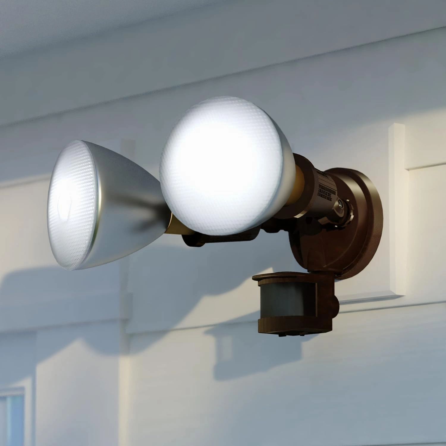 VAXCEL Bronze Motion Sensor Dusk to Dawn Outdoor Security Flood Light - 2 Adjustable Light Heads - 4 Modes