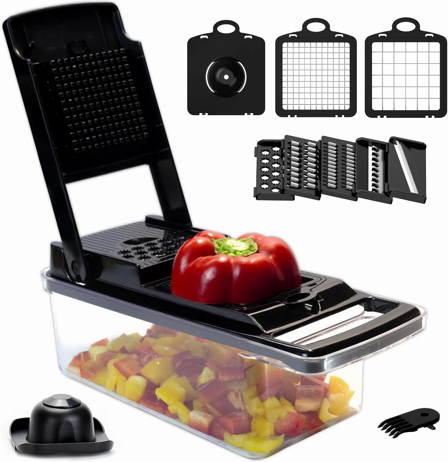 Vegetable Chopper, Pro Onion Chopper, 10 in 1 Multifunctional Chopper mandoline slicer and dicer, Dicing Machine, Veggie Chopper With 8 Blades, Carrot Chopper for Salad Potato Carrot Garlic