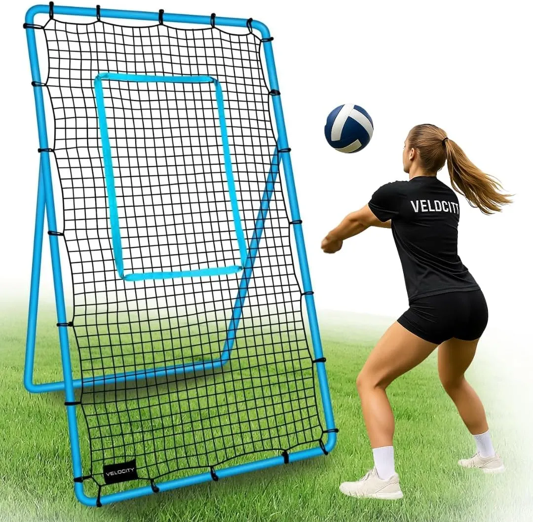 VELOCITY Adjustable Volleyball Rebounder Net, 7x4 ft, Training Equipment with Angle Customization, Durable & Portable with Travel Bag, Improve Volleying, Bumping, Spiking Skills