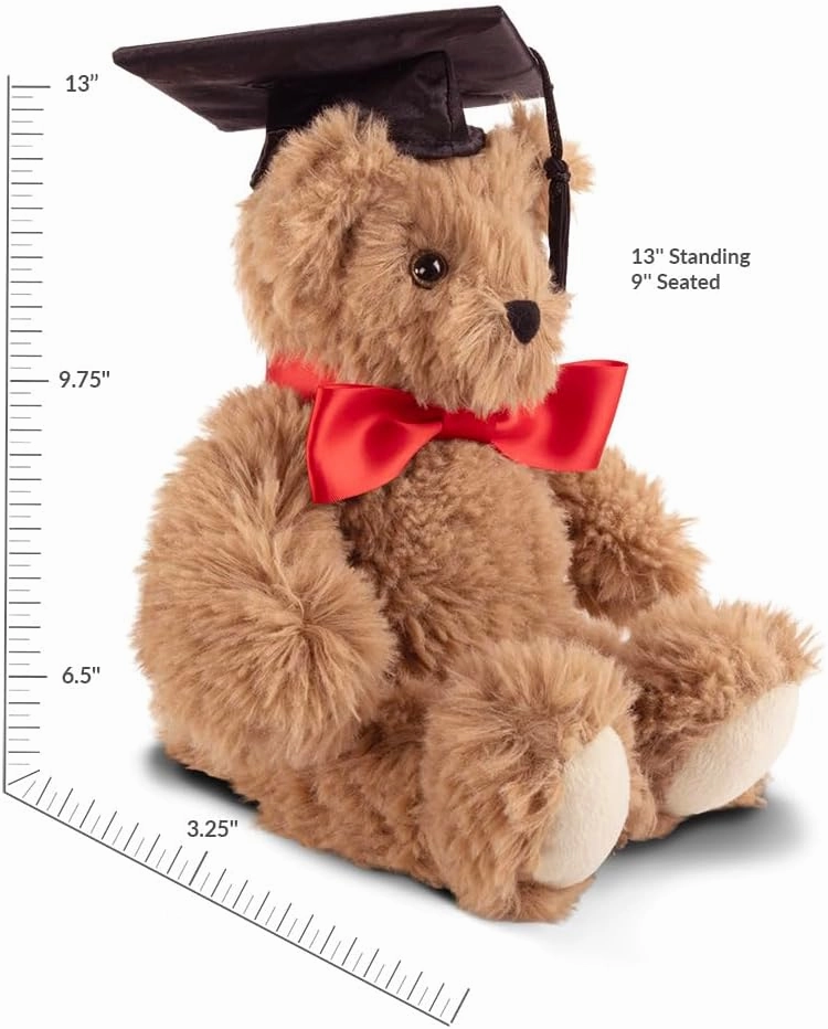 Vermont Teddy Bear Graduation Bear 13 Inches | Graduation Bears Class of 2025 with Black Cap and Red Bow, Designed in USA | Super Soft Collection