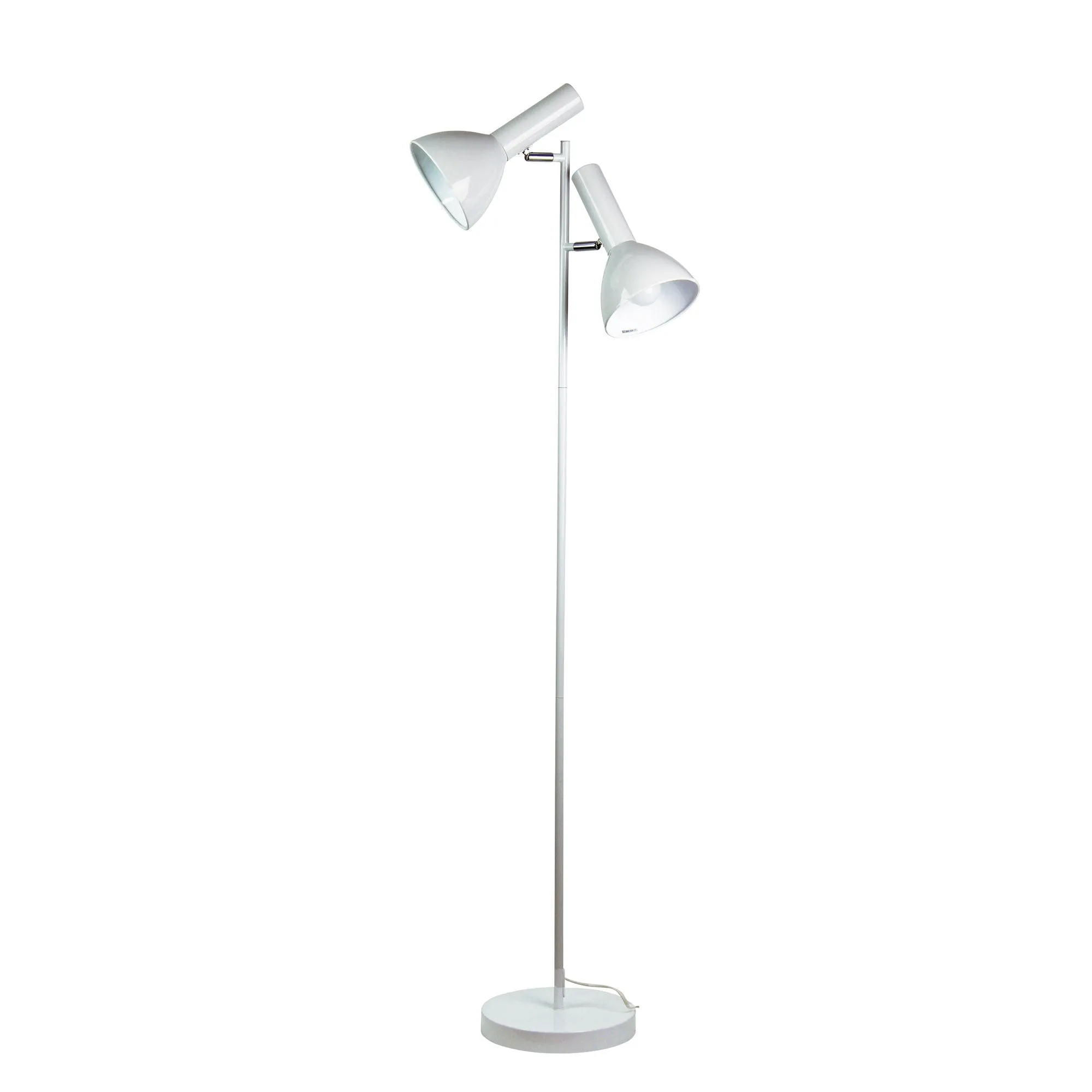 VESPA - Retro White Adjustable 2 Light Floor Lamp  - On/Off Individually Switched Adjustable Head