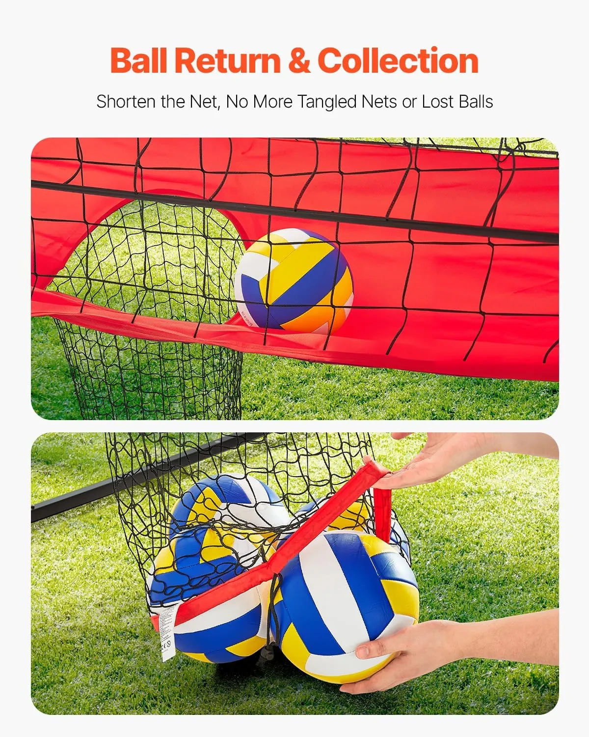 VEVOR Volleyball Training Net System,8 * 11/12 * 11ft/Pitching Practice/Spiking Practice/14 Net,Portable Net Station, Easy Setup Indoor Outdoor Target Net for Serving Spiking Setting