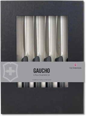 Victorinox Swiss Classic Steak Knives - Kitchen Utensils - Ergonomic, Stainless Steel Meat Knives - Black Handles, Straight Edge, 6-Piece Set