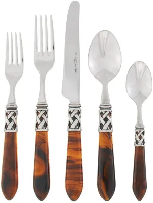 Vietri Aladdin Antique Tortoiseshell 5-Piece Place Setting, 18/10 Stainless Steel Forks Spoons Knife