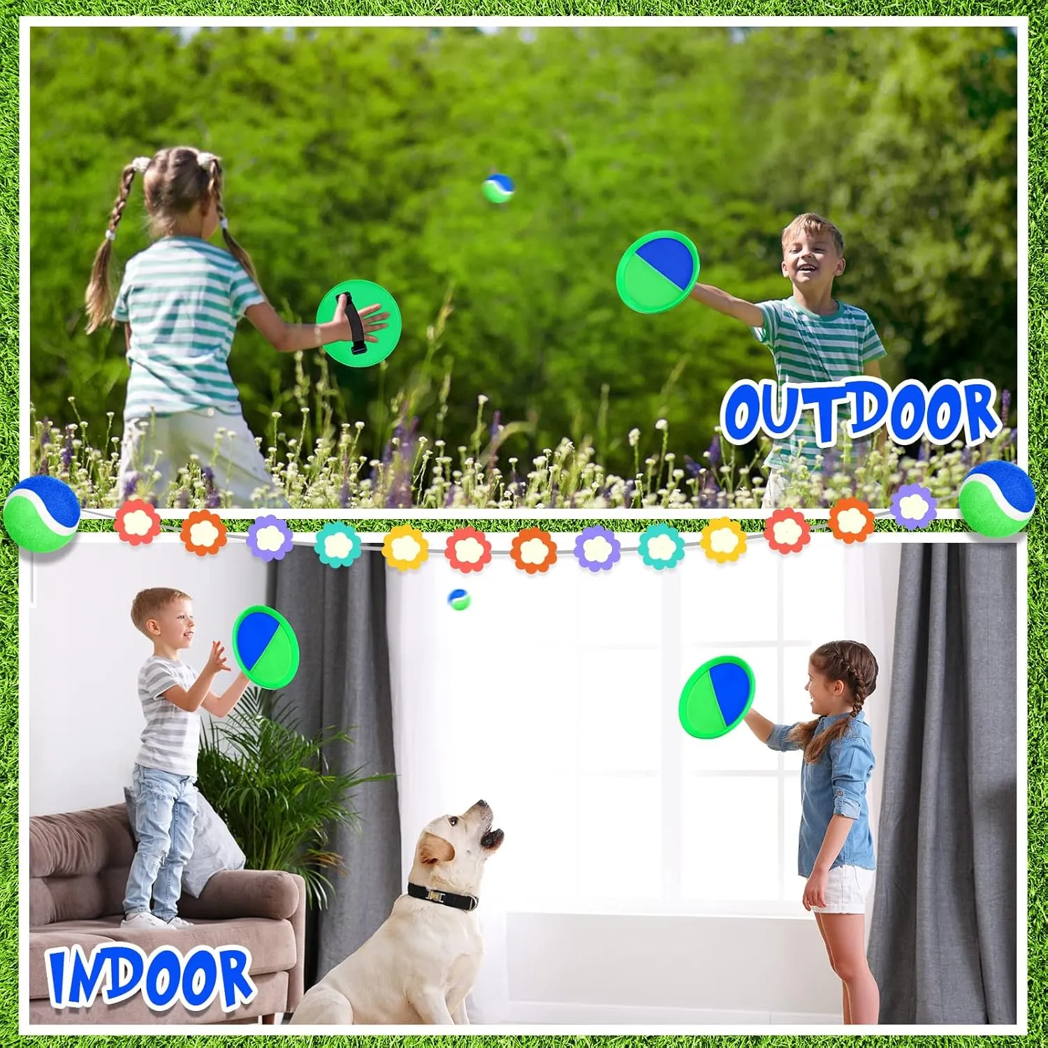 Vinsot Kids Toys Toss and Catch Ball Games 20 Paddles 10 Ball Catch Paddle for Outside Kids Outdoor Games Beach Toys Backyards Yard Lawn Playground Games Family Adults