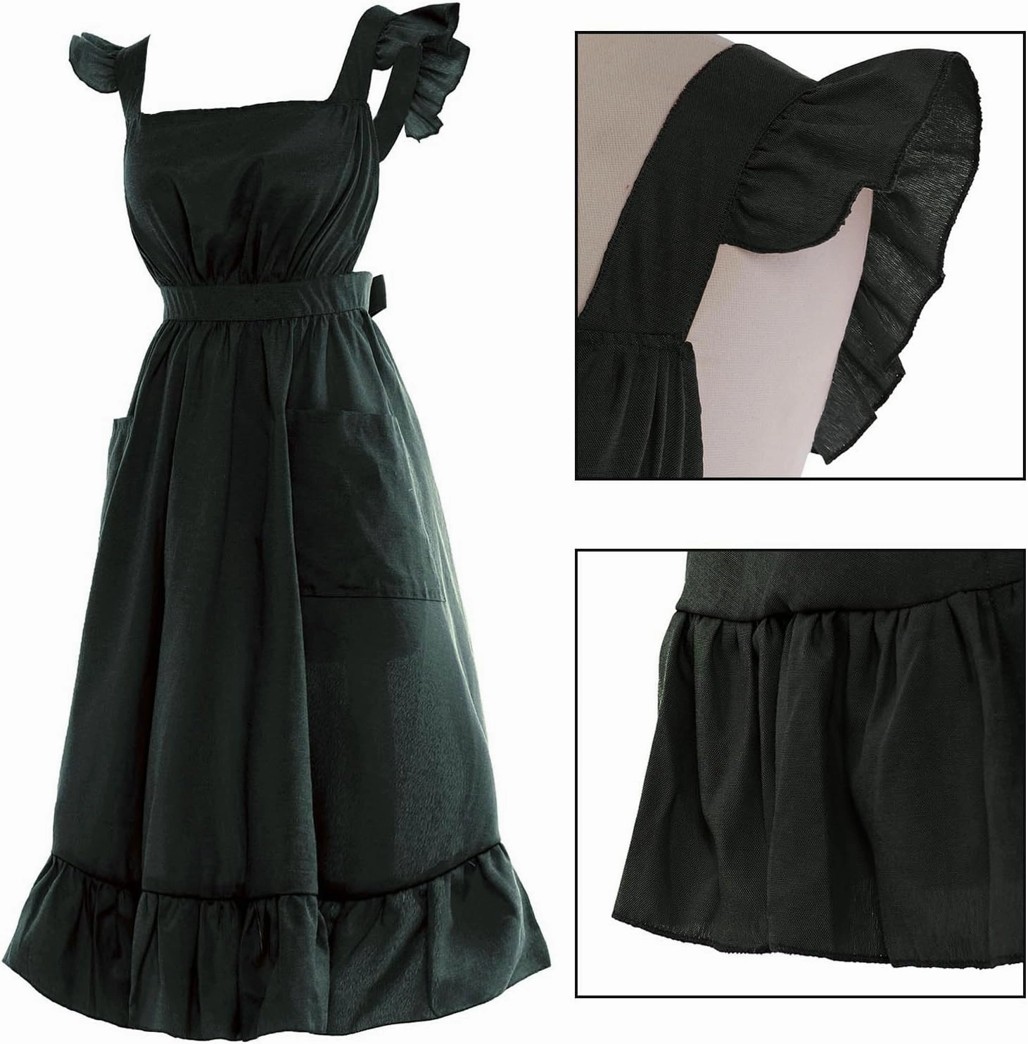 Vintage Ruffle Apron for Women Cross Back Garden Cooking Aprons