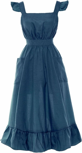 Vintage Ruffle Apron for Women Cross Back Garden Cooking Aprons
