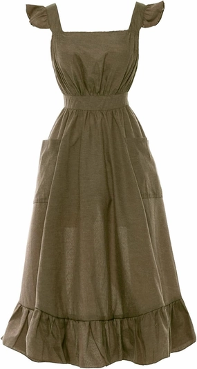 Vintage Ruffle Apron for Women Cross Back Garden Cooking Aprons