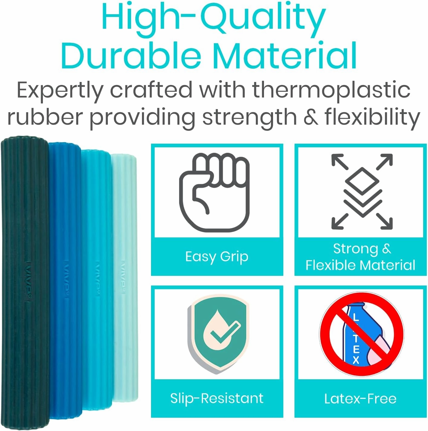 Vive Flex Therapy Bar for Tennis Elbow Relief (4 Pack) - Physical Therapy Aid to Improve Tendonitis & Grip Strength - Resistance for Golfers, Hand, Epicondylitis - Strengthens Wrists & Forearm
