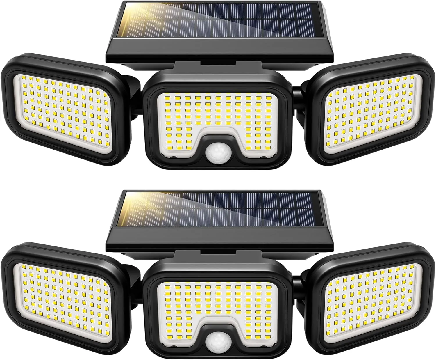 VIVOHOME Solar Flood Lights Outdoor, 256 LED 2500LM Motion Sensor Lights, 3 Adjustable Heads Security Lights, IP65 Waterproof, 270° Wide Lighting Angle Solar Powered Lights for Porch, Yard, 2 Pack