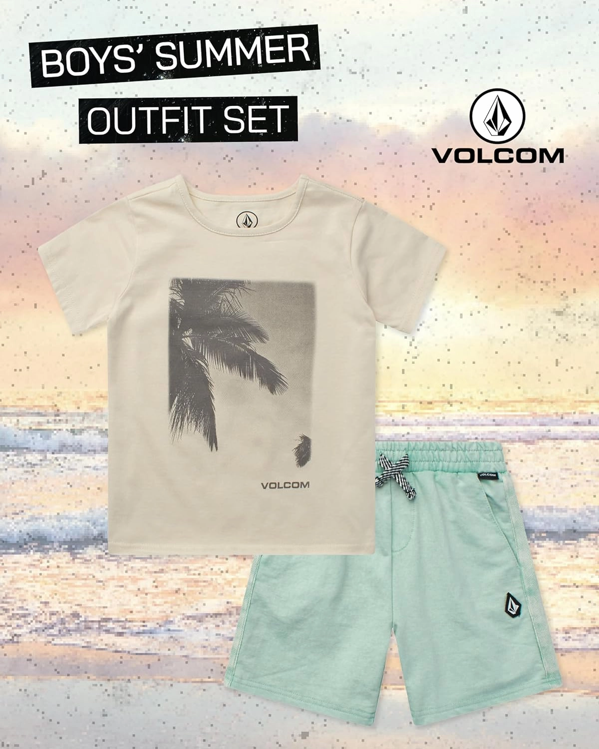 Volcom Boys' Shorts Set - 2 Piece T-Shirt and French Terry Sweat Shorts - Casual Summer Outfit Set for Boys (Sizes: 2T-7)