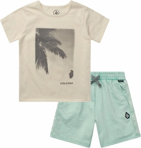 Volcom Boys' Shorts Set - 2 Piece T-Shirt and French Terry Sweat Shorts - Casual Summer Outfit Set for Boys (Sizes: 2T-7)