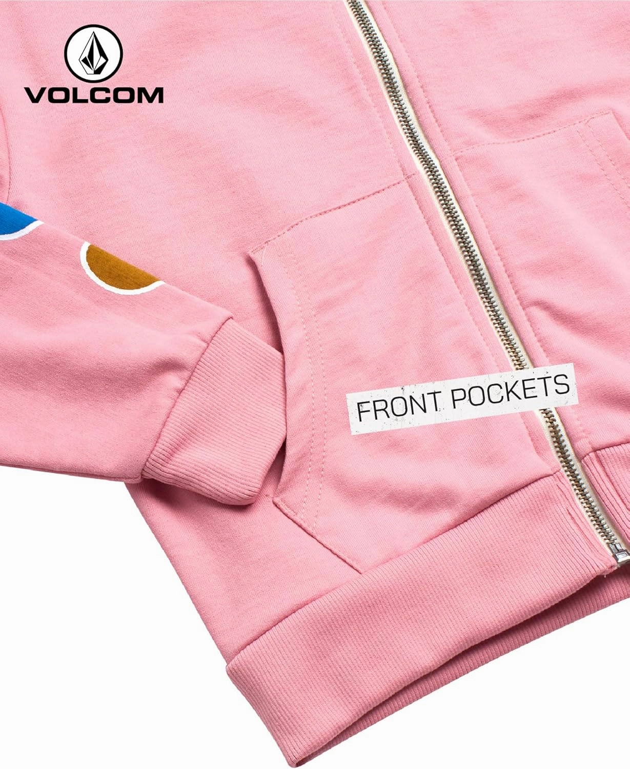 Volcom Girls' Fleece Short Set - 2 Piece Long Sleeve Full Zip Up Hoodie Sweatshirt and Matching Sweat Shorts (Sizes: 4-12)