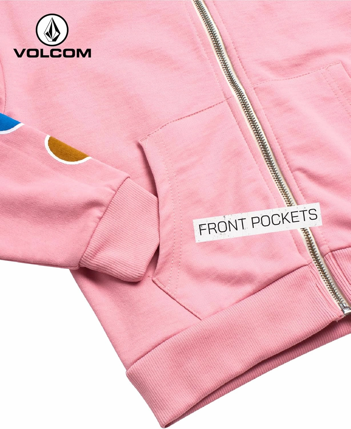 Volcom Girls' Fleece Short Set - 2 Piece Long Sleeve Full Zip Up Hoodie Sweatshirt and Matching Sweat Shorts (Sizes: 4-12)