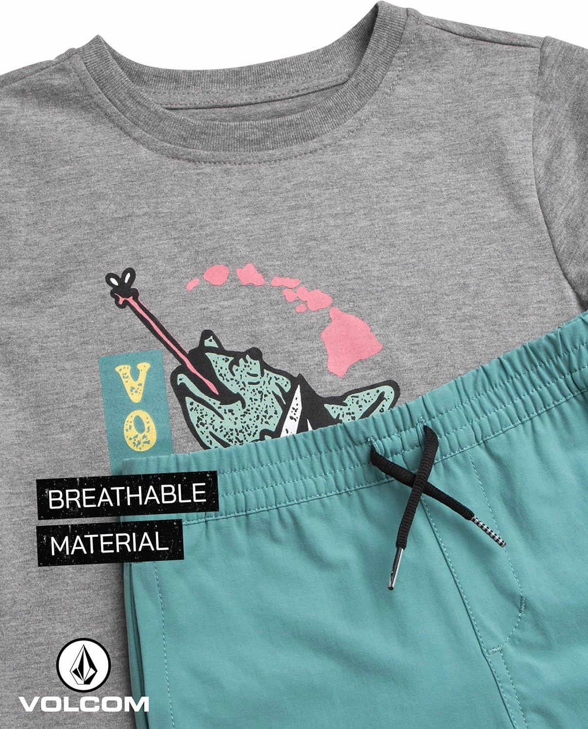 Volcom Toddler Boys' Shorts Set - 2 Piece Short Sleeve Graphic Tee and Pull On Tech Shorts for Little Boys (Sizes: 2T-7)