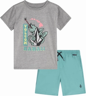 Volcom Toddler Boys' Shorts Set - 2 Piece Short Sleeve Graphic Tee and Pull On Tech Shorts for Little Boys (Sizes: 2T-7)
