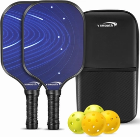 Vsmooth Pickleball Set with 2 Fiberglass Paddles & 2 Indoor & 2 Outdoor Pickleball Balls & 1 Portable Pickleball Bag USAPA Approved Fiberglass Pickleball Rackets with Comfort Grip