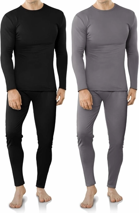 VZV 2 Set Thermal Underwear for Men Winter Long Johns for Men Thermal Top and Bottom Set Fleece Lined Base Layer