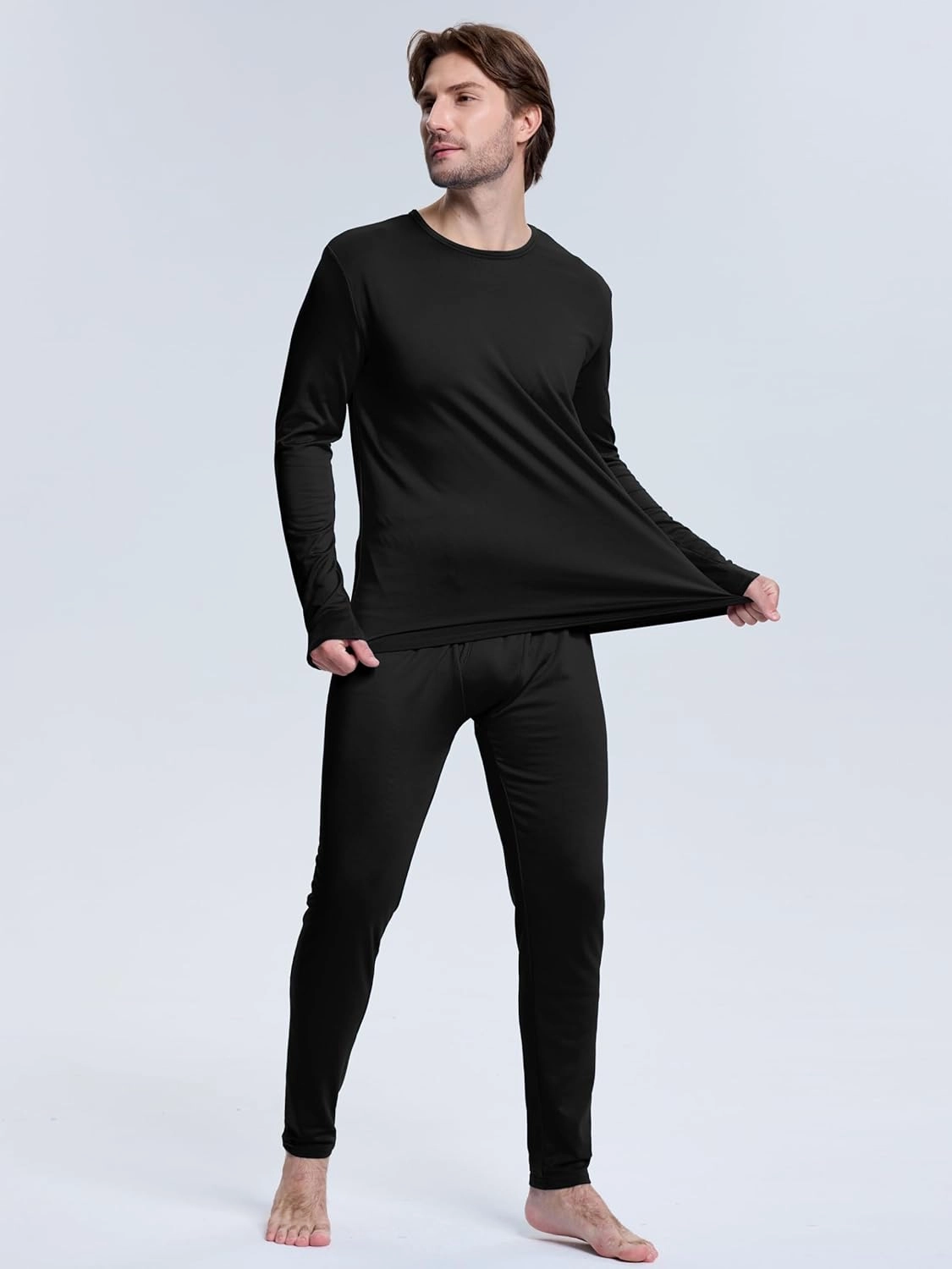 VZV 2 Set Thermal Underwear for Men Winter Long Johns for Men Thermal Top and Bottom Set Fleece Lined Base Layer