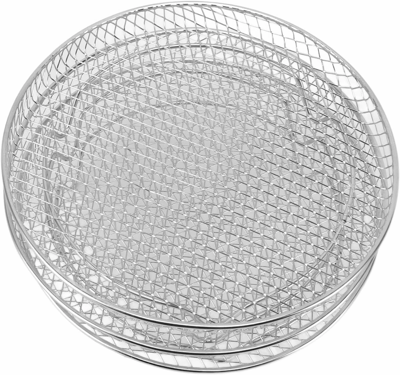 WALFRONT Food Grade Stainless Steel Fryer Racks Versatile Design for Cosori Vortex 3PCS Fryer Basket Tray (Round)