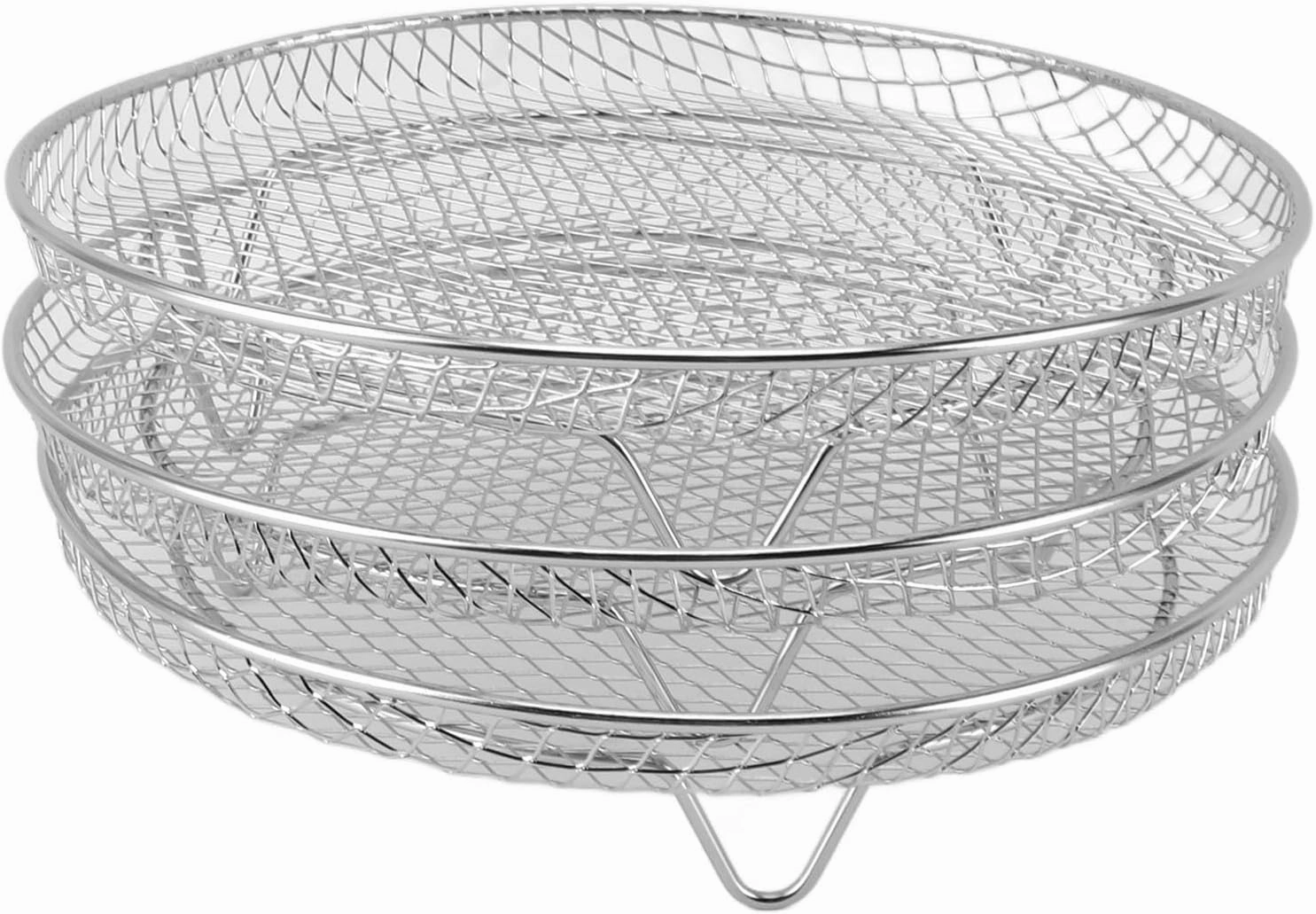 WALFRONT Food Grade Stainless Steel Fryer Racks Versatile Design for Cosori Vortex 3PCS Fryer Basket Tray (Round)