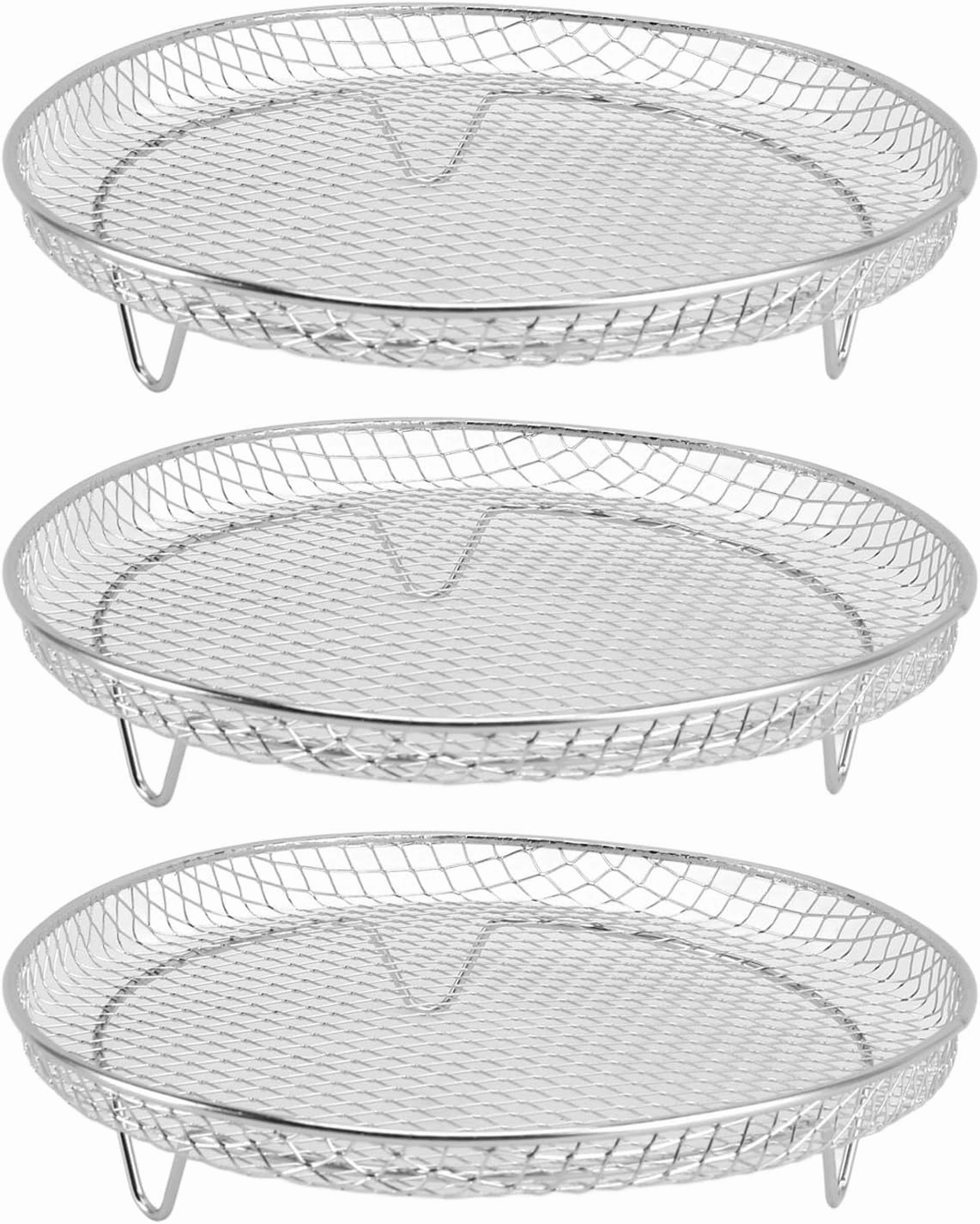 WALFRONT Food Grade Stainless Steel Fryer Racks Versatile Design for Cosori Vortex 3PCS Fryer Basket Tray (Round)