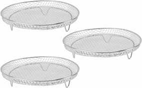 WALFRONT Food Grade Stainless Steel Fryer Racks Versatile Design for Cosori Vortex 3PCS Fryer Basket Tray (Round)