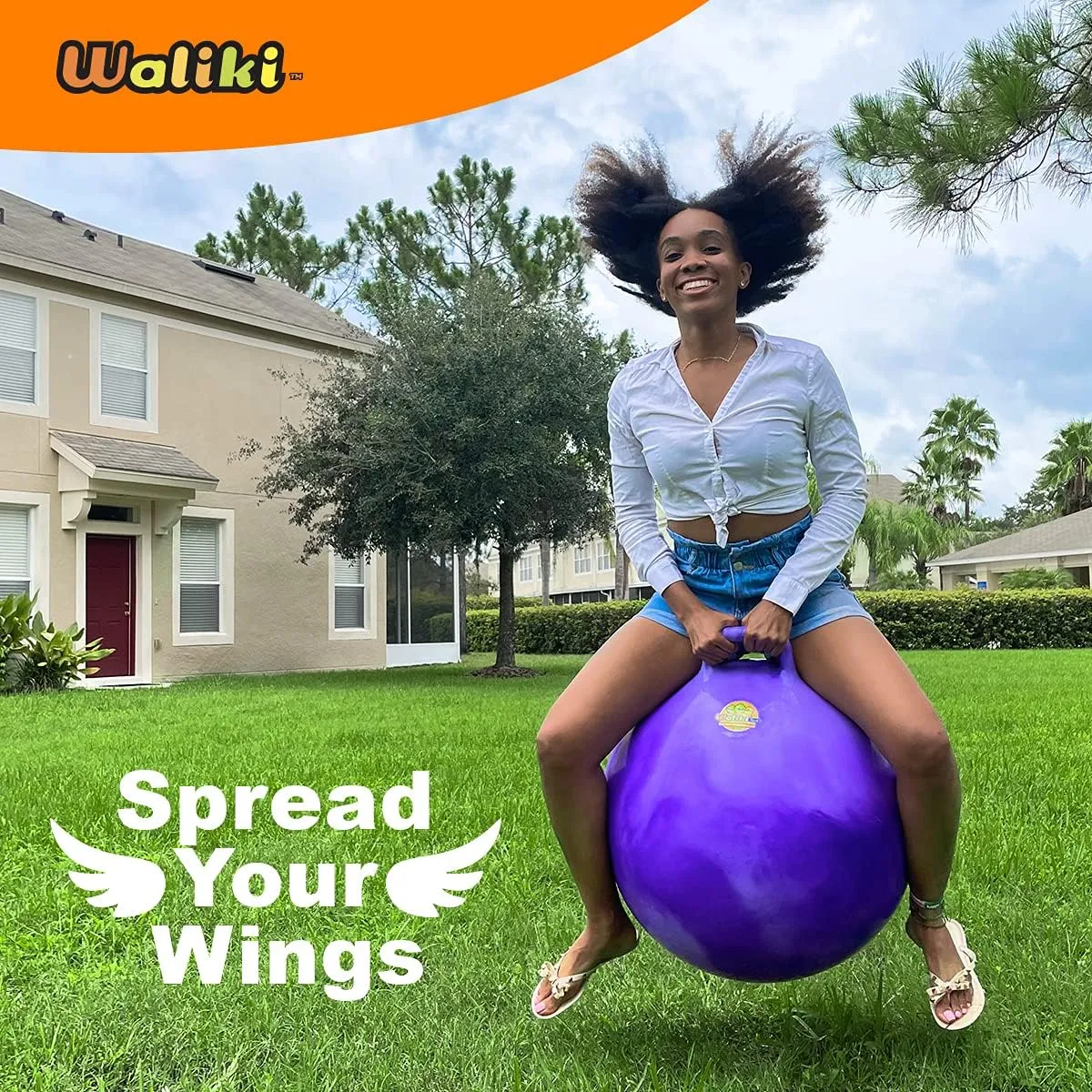 WALIKI Hopper Ball for Kids | Hippity Hop Ball | Jumping Hopping Ball | Therapy Ball | Purple (Ages: 16-101 (29"/75CM))