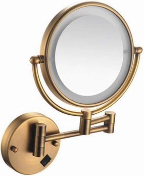 Wall Mounted LED Makeup Mirror, 8 Inch Vanity Mirror, 1X/10X Magnification, Hardwired, 360° Swivel