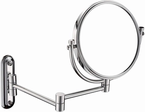 Wall Mounted Lighted Makeup Mirror 8 Inch Chrome Double Sided Vanity Mirrors with Magnifying, Bathroom Flexible Extendable 360° Swivel Cosmetic Mirrors(3X)