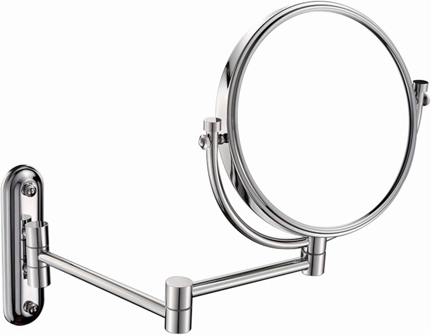 Wall Mounted Lighted Makeup Mirror 8 Inch Chrome Double Sided Vanity Mirrors with Magnifying, Bathroom Flexible Extendable 360° Swivel Cosmetic Mirrors(3X)