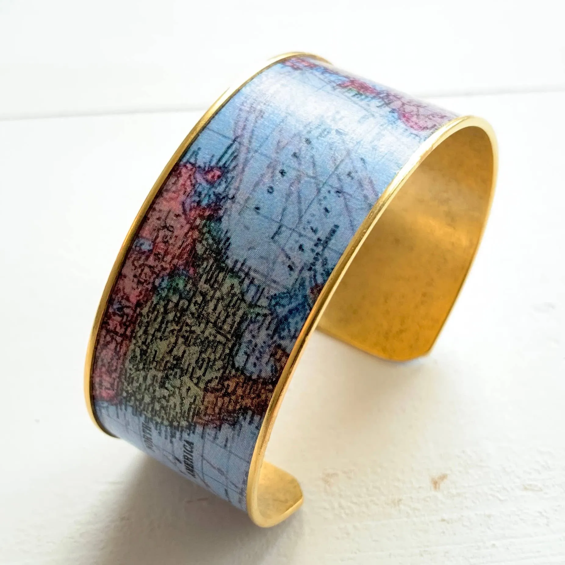 Wanderlust Vintage Map Cuff Bracelet