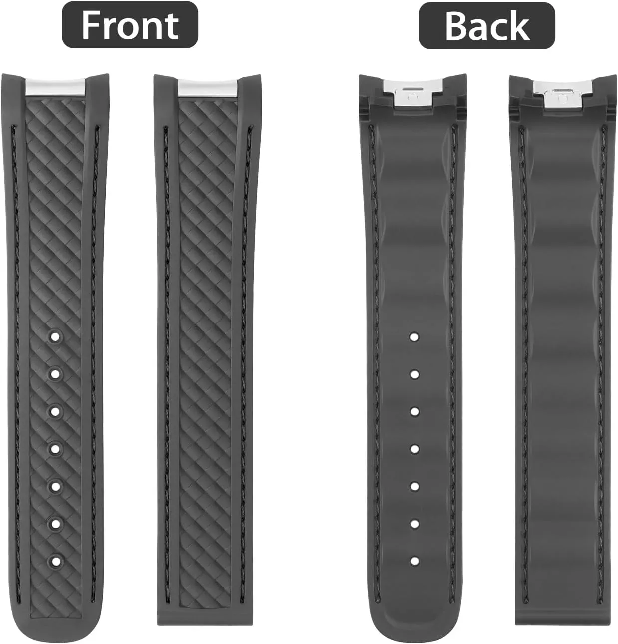 Watch Band Compatible with Omega Seamaster 300 AT150 Aqua Terra 8900 Curved End Steel Buckle, Soft Silicone Rubber Replacement Wrist Strap for Omega Seamaster Series Watch Straps