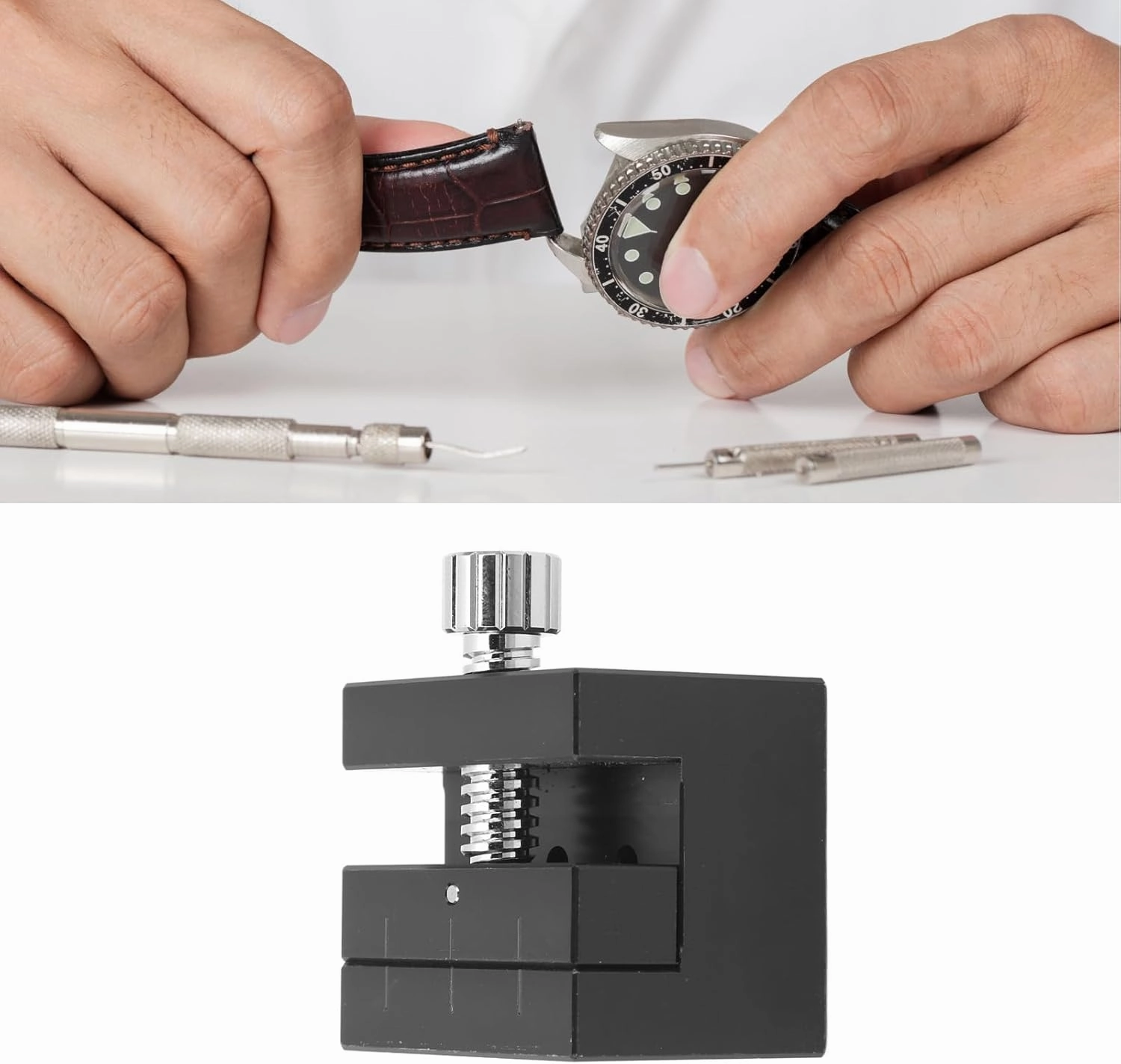 Watch Band Holding Vise Adjustables Watch Strap Holder Watch Repair Tool Watch Band Adjustment Vise Watch Band Maintenance Vise for Watchmaker (Black)